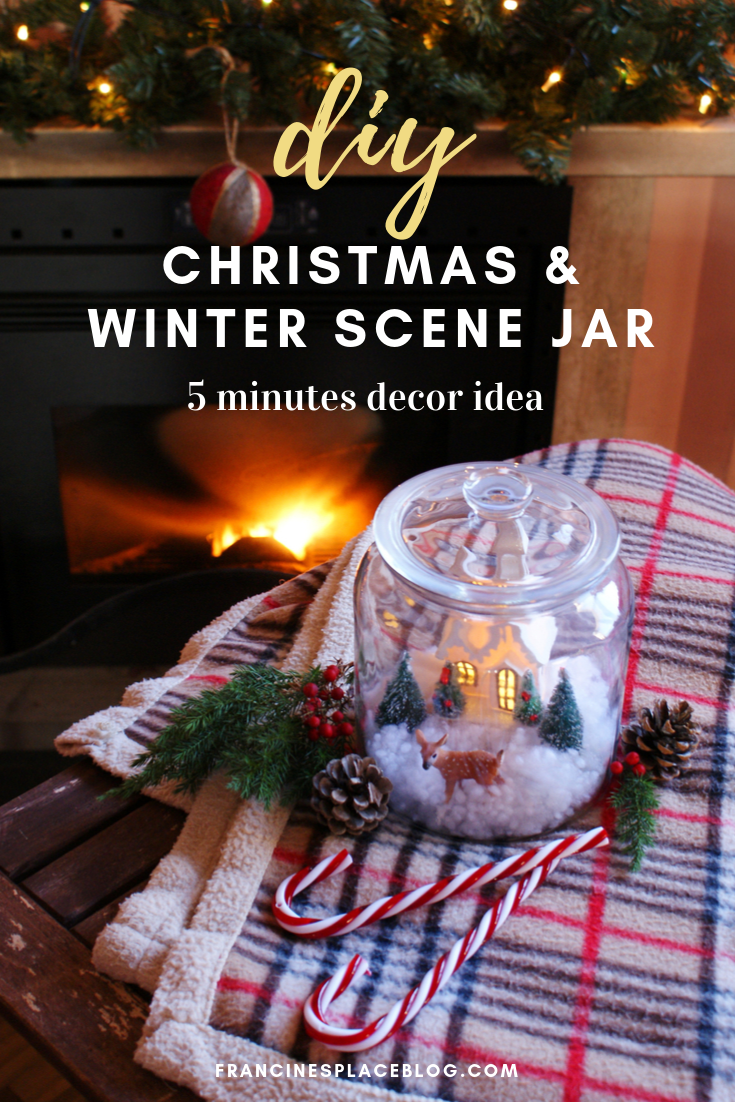 diy christmas winter snow scene jar decor idea tutorial francinesplaceblog