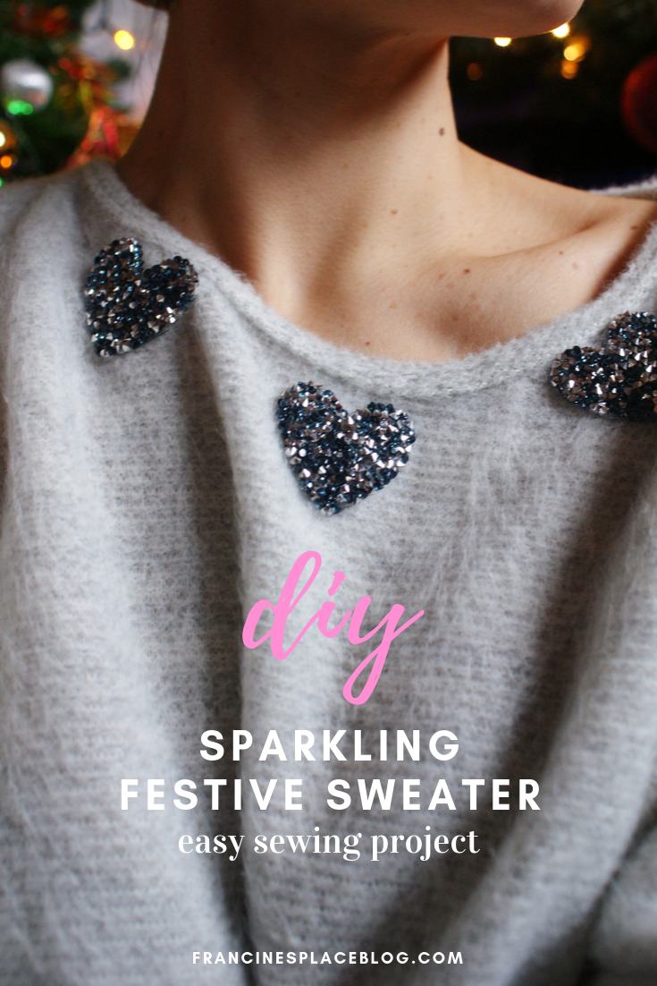 diy sparkling christmas festive sweater easy sewing cozy francinesplaceblog