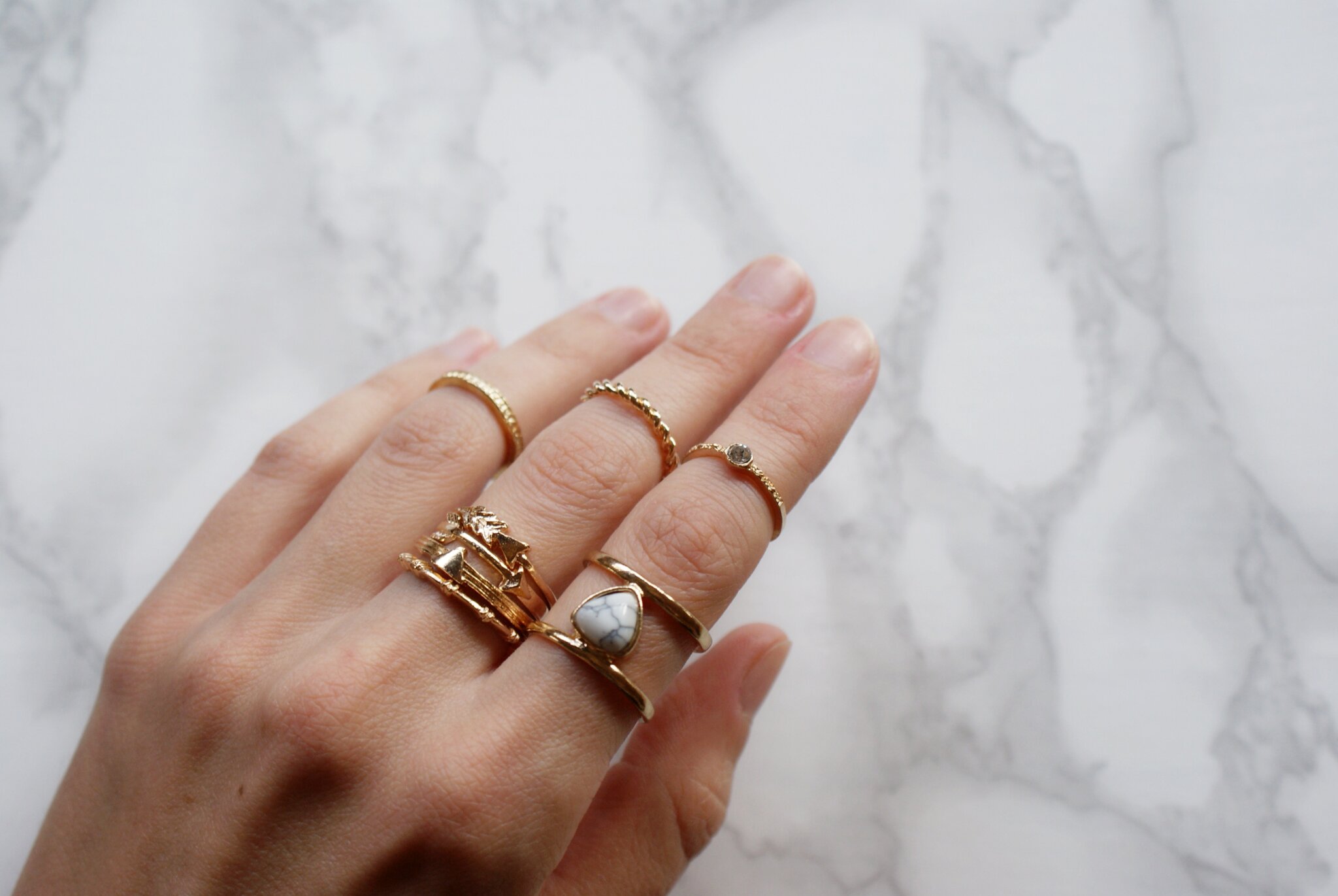 rosegal tiny rings set marble