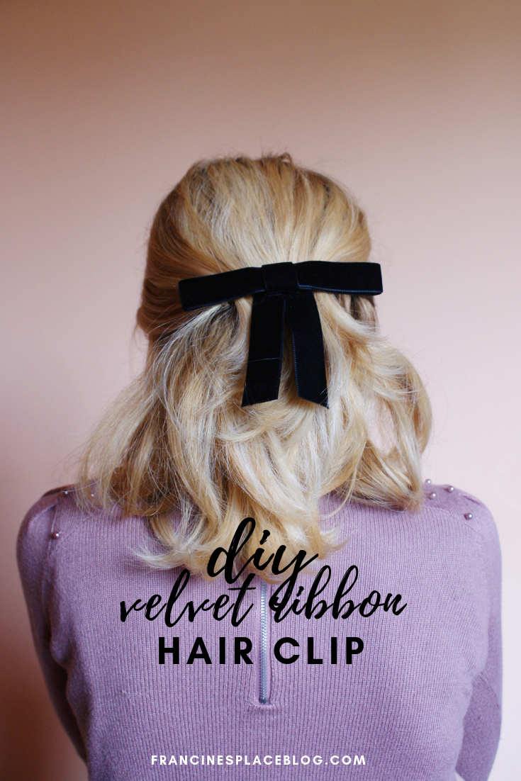 diy velvet ribbon hair clip accessory bow francinesplaceblog