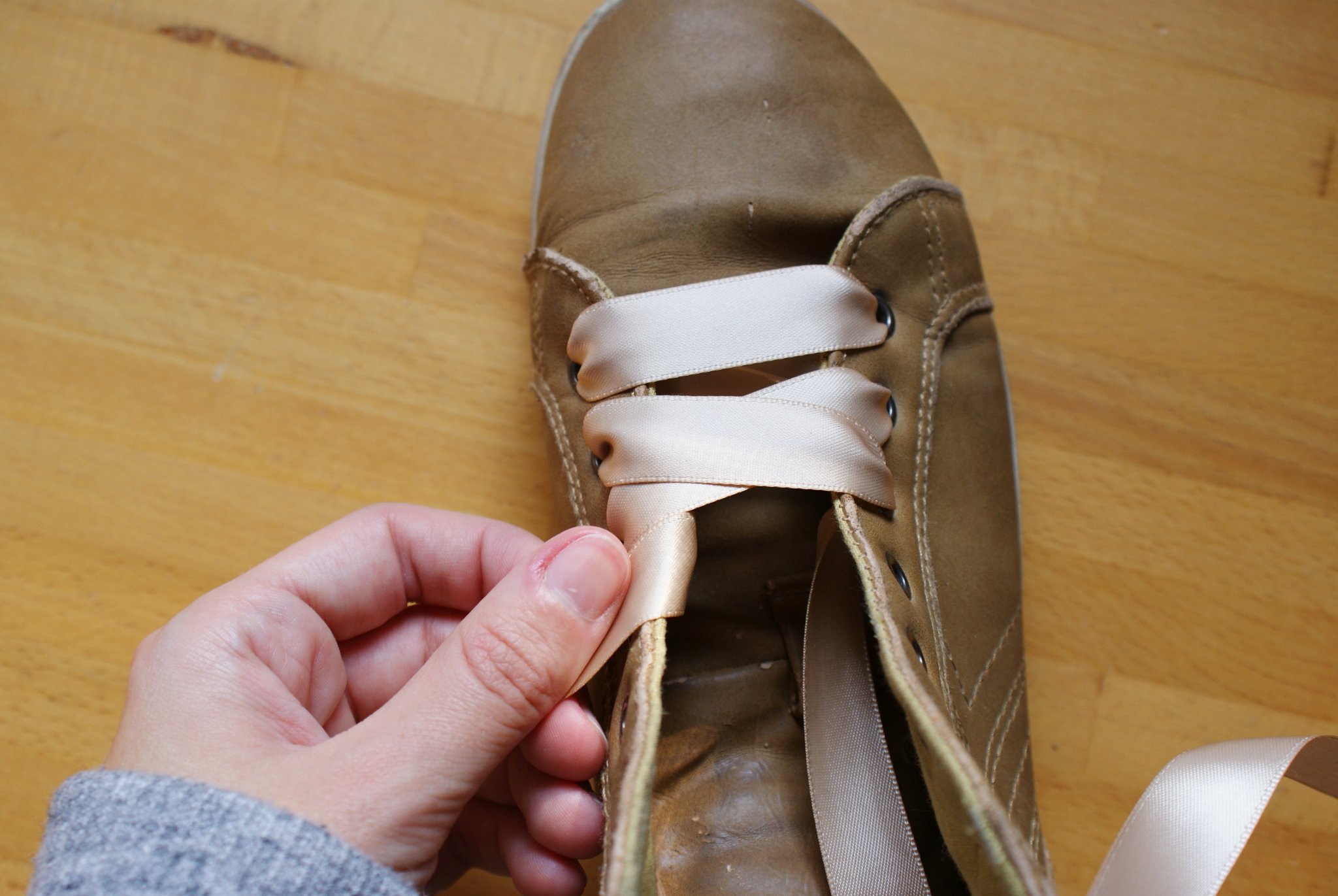 diy lace up ribbon sneakers