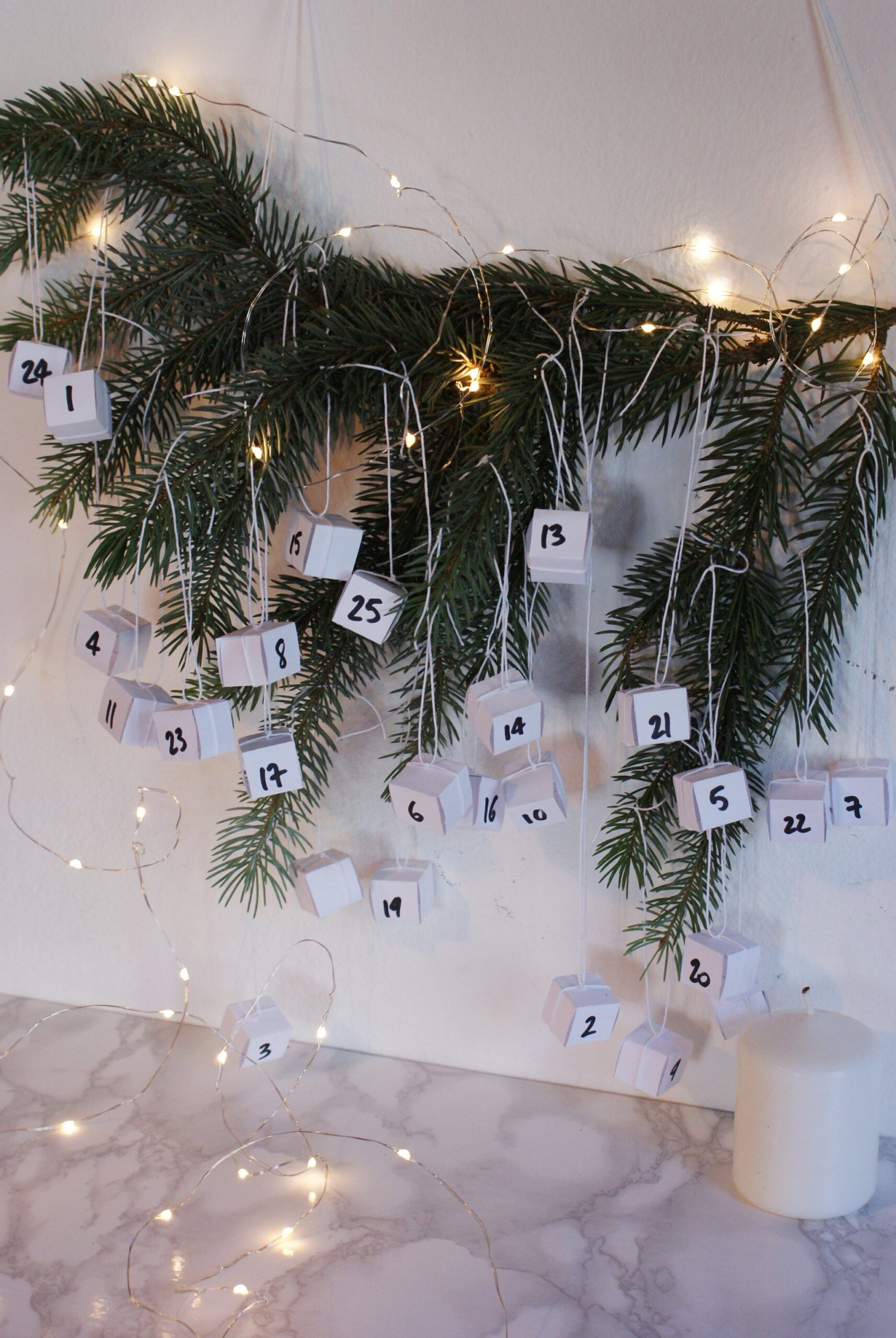 diy minimalist hanging advent calendar idea