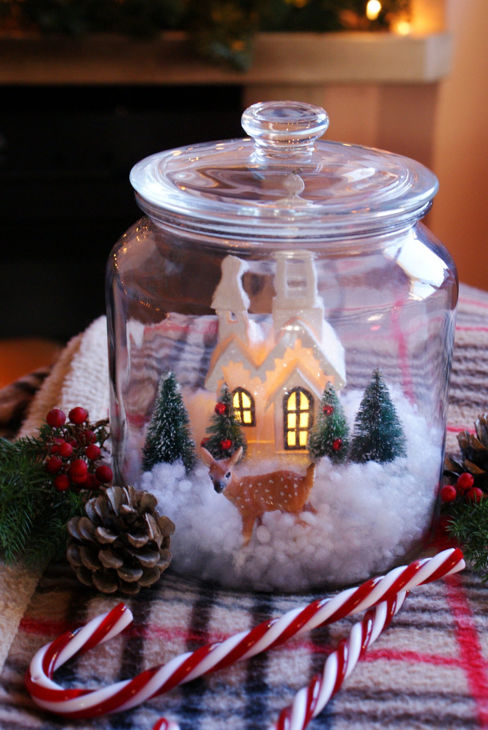 diy winter scene jar snow