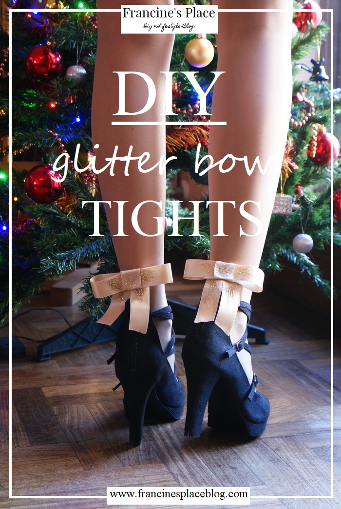 diy holiday glitter bow tights francinesplaceblog