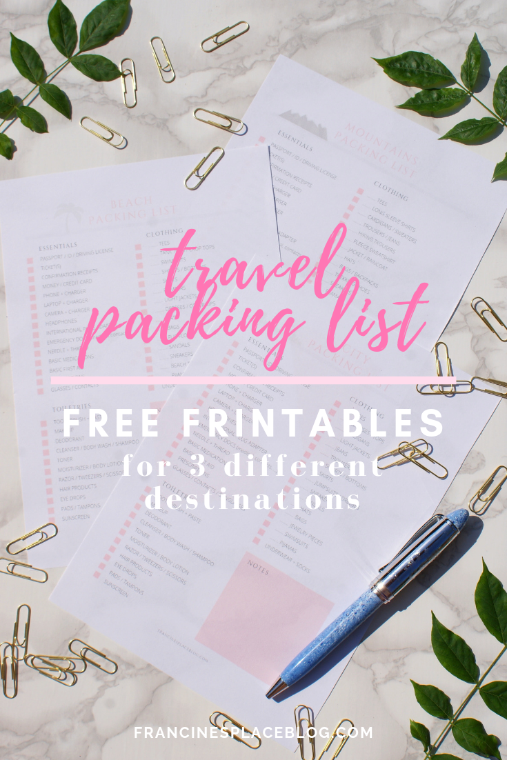 free printables packing list francinesplaceblog