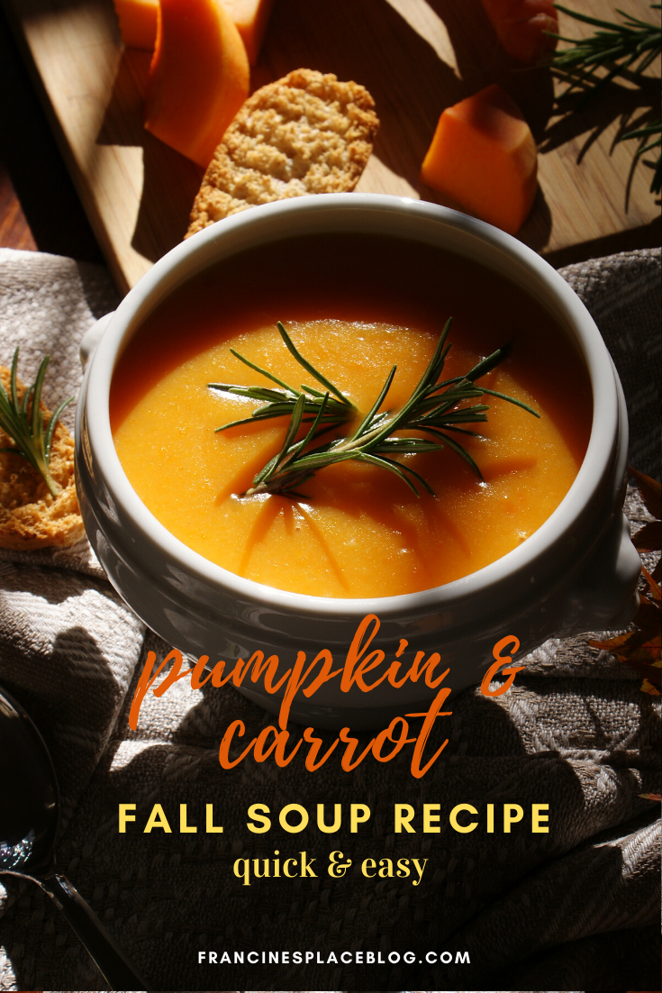 how make homemade pumpkin carrot soup easy quick Fall recipe home healthy francinesplaceblog