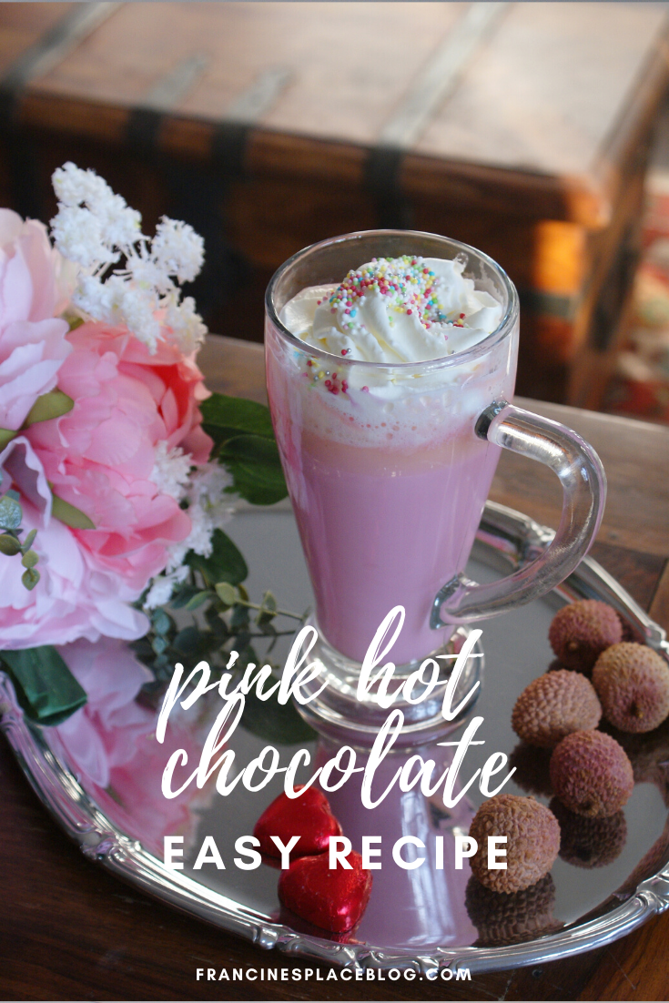 pink hot chocolate recipe unicorn ultimate easy dessert idea cioccolata calda rosa ricetta facile francinesplaceblog