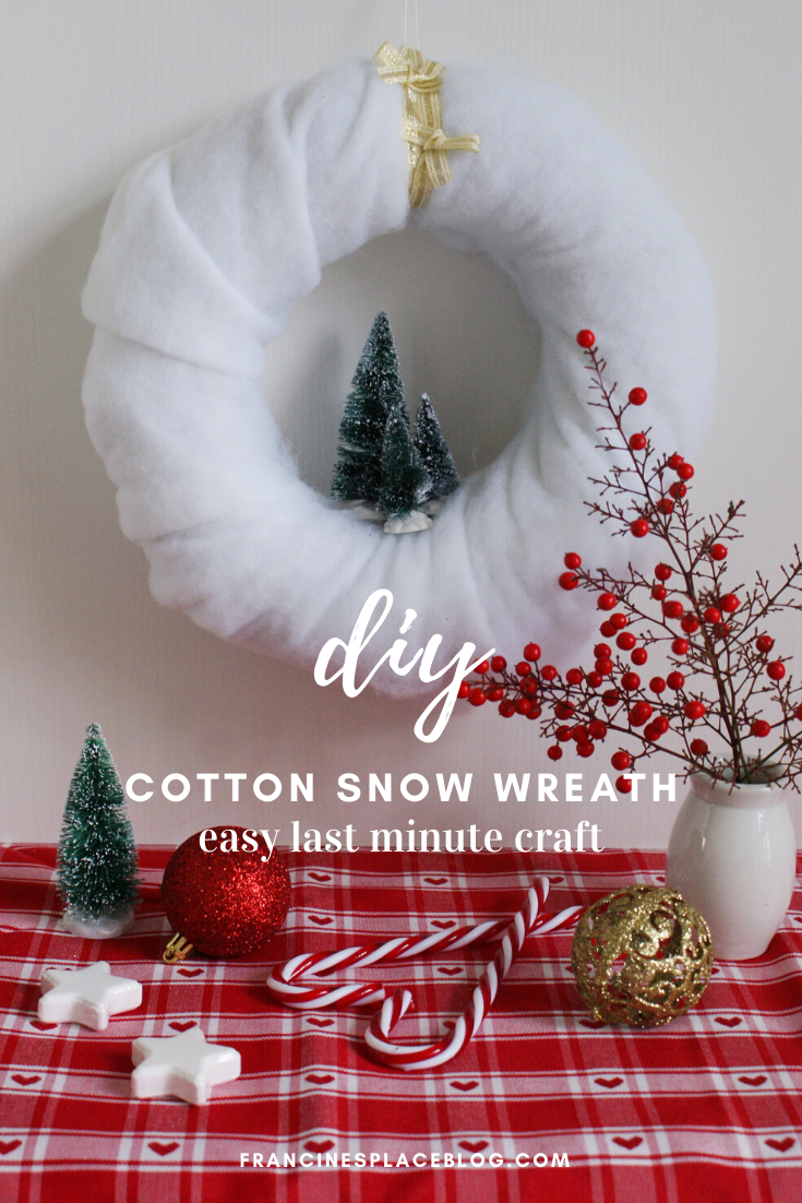 diy cotton snow wreath christmas handmade winter miniature tutorial easy decor idea francinesplaceblog