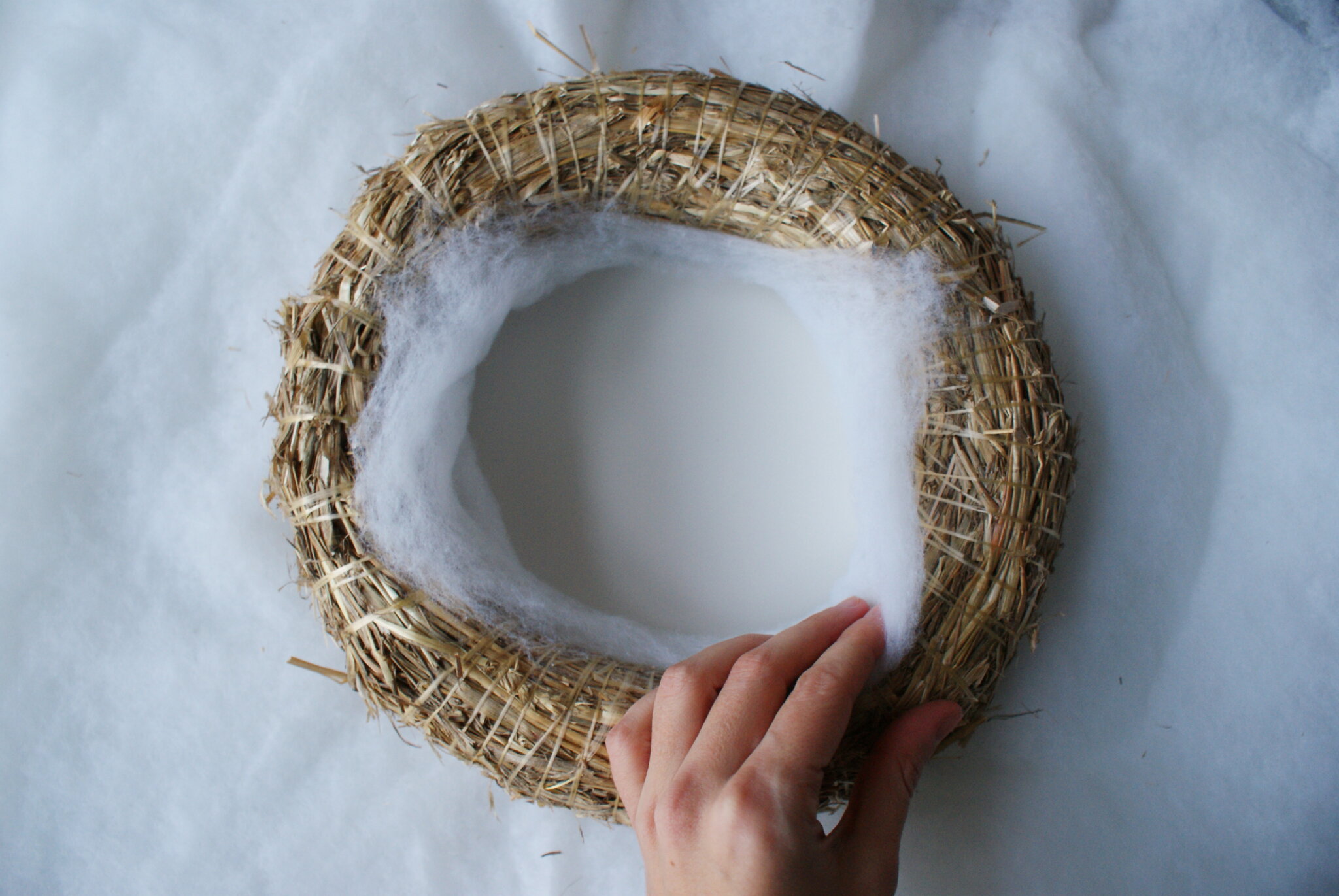 diy cotton snow wreath christmas handmade winter miniature tutorial easy decor idea