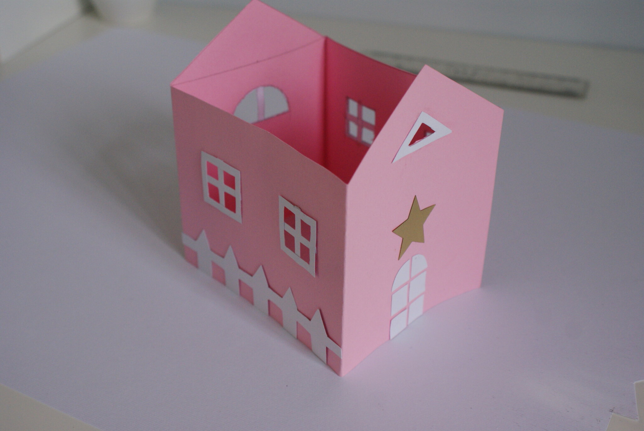 diy paper house christmas winter scene village craft idea decor home easy tutorial glitter fairy