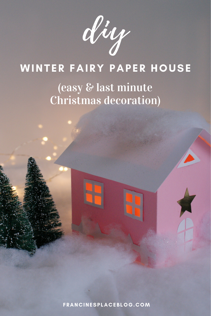 diy paper house christmas winter scene village craft idea decor home easy tutorial glitter fairy francinesplaceblog best