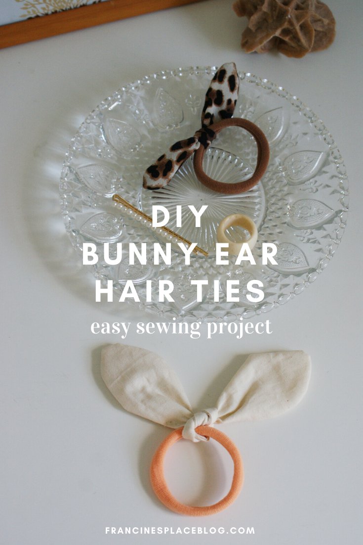 diy bunny ear bow knot hair ties scrunchies tutorial how make home sewing easy handmade project francinesplaceblog