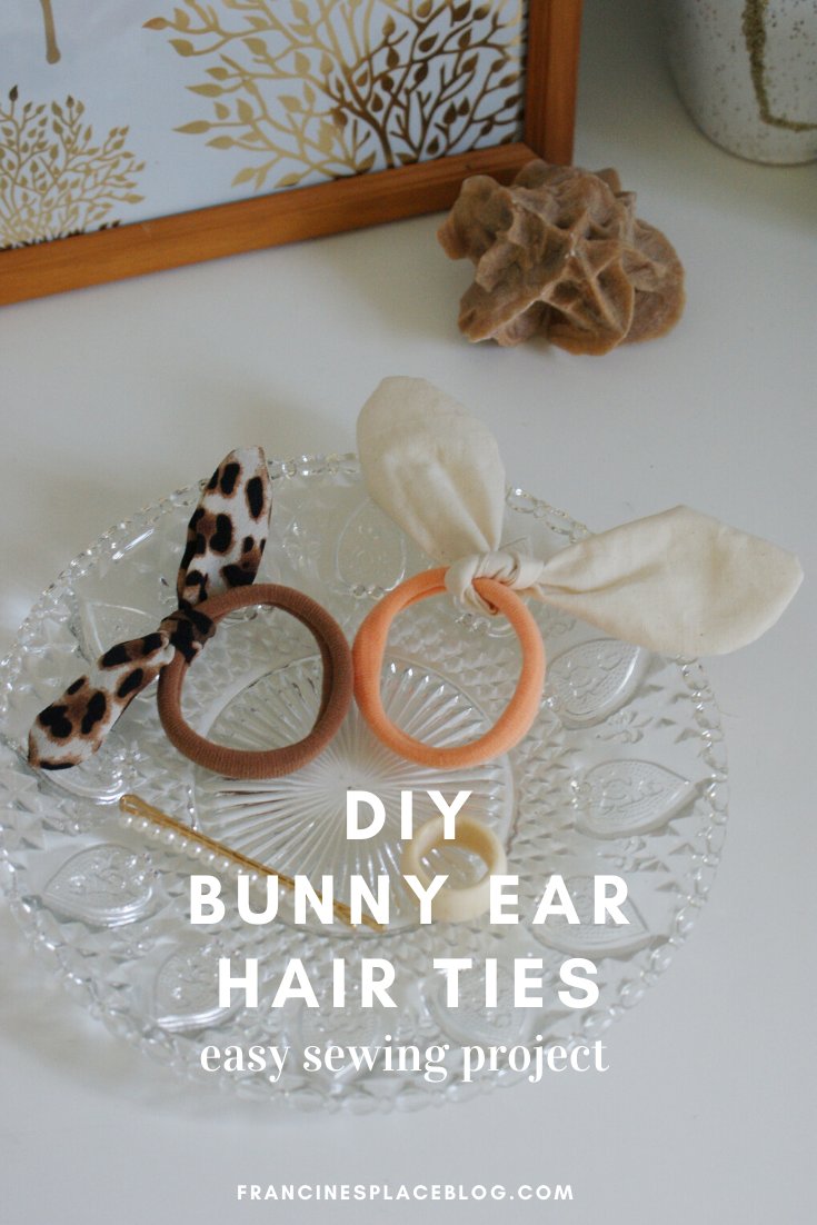 diy bunny ear bow knot hair ties scrunchies tutorial how make home sewing easy handmade project francinesplaceblog
