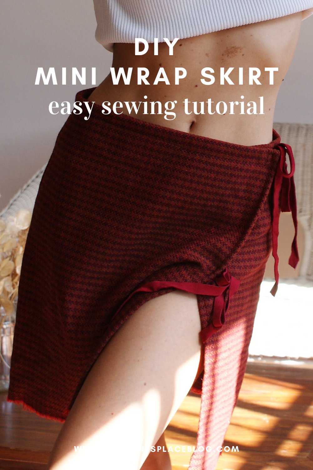 diy mini wrap wool skirt easy sewing tutorial simple free sample francinesplaceblog lace up tartan