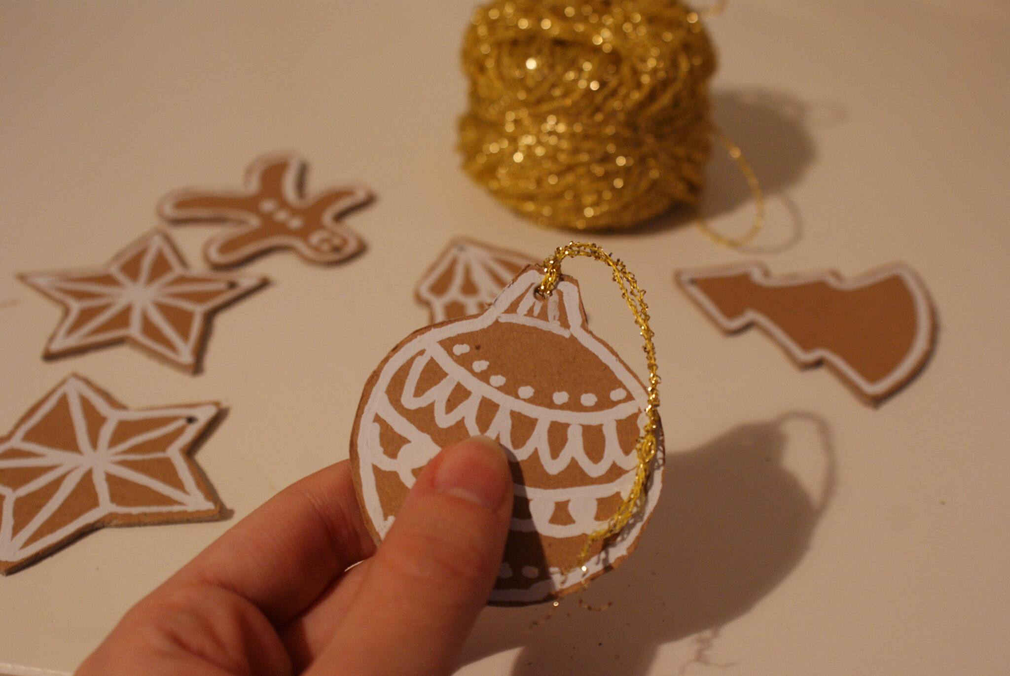 diy cardboard gingerbread cookies christmas tree ornaments idea easy last minute francinesplaceblog tutorial