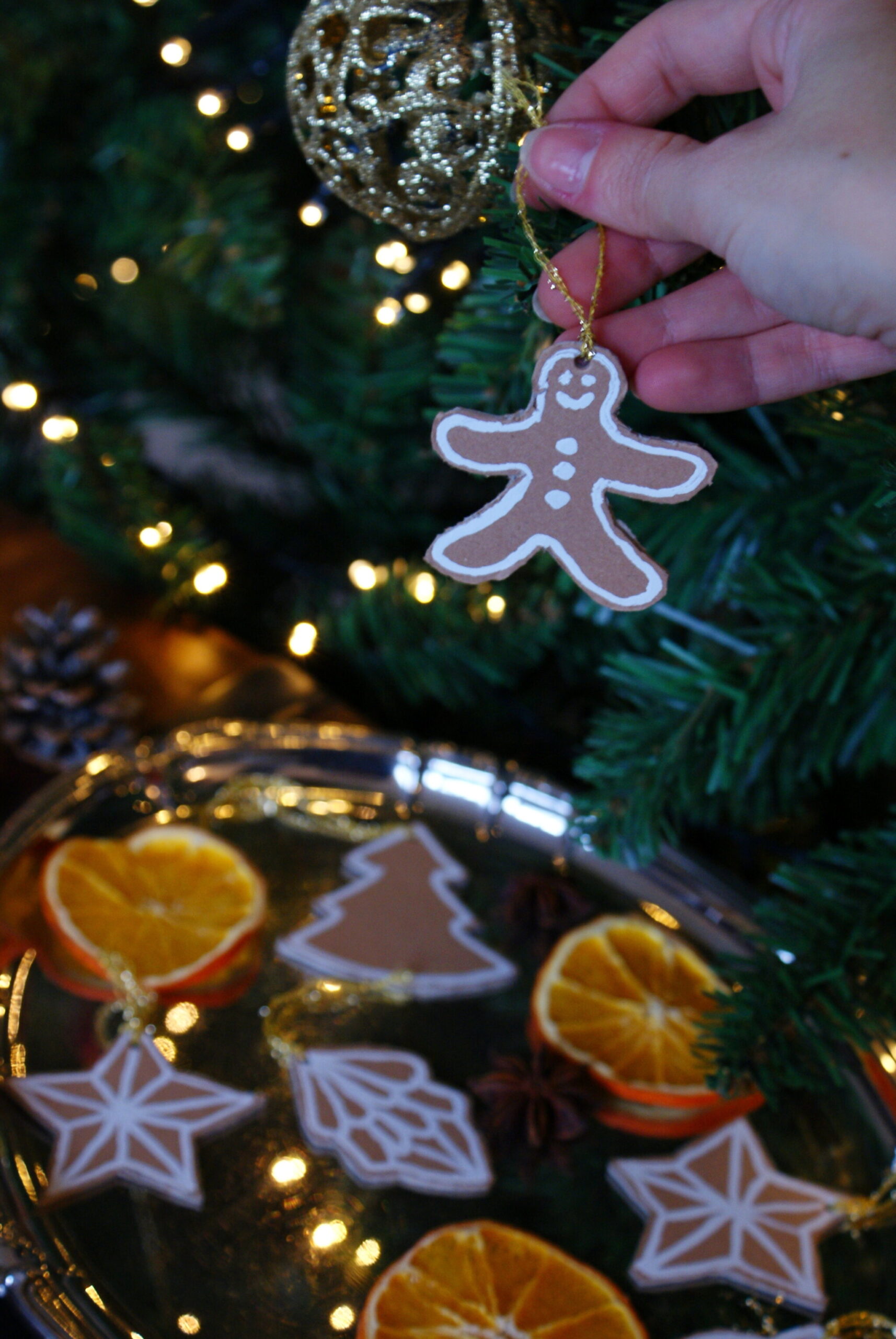 diy cardboard gingerbread cookies christmas tree ornaments idea easy last minute francinesplaceblog craft handmade