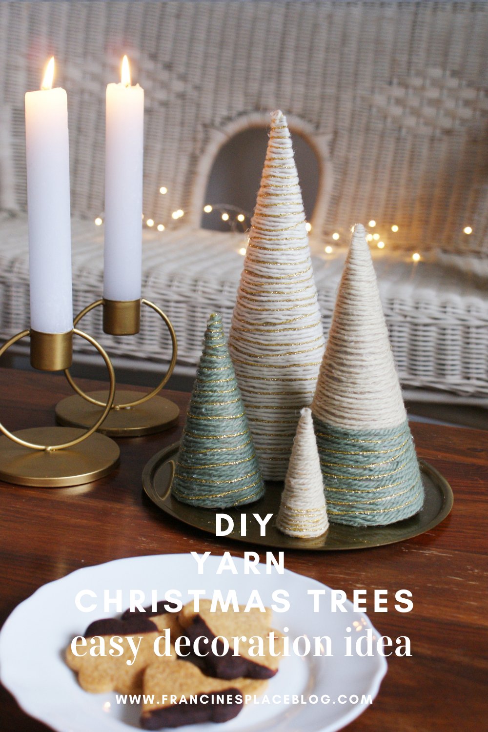 diy yarn christmas tree wool wrapped easy quick simple last minute decoration idea francinesplaceblog pinterest