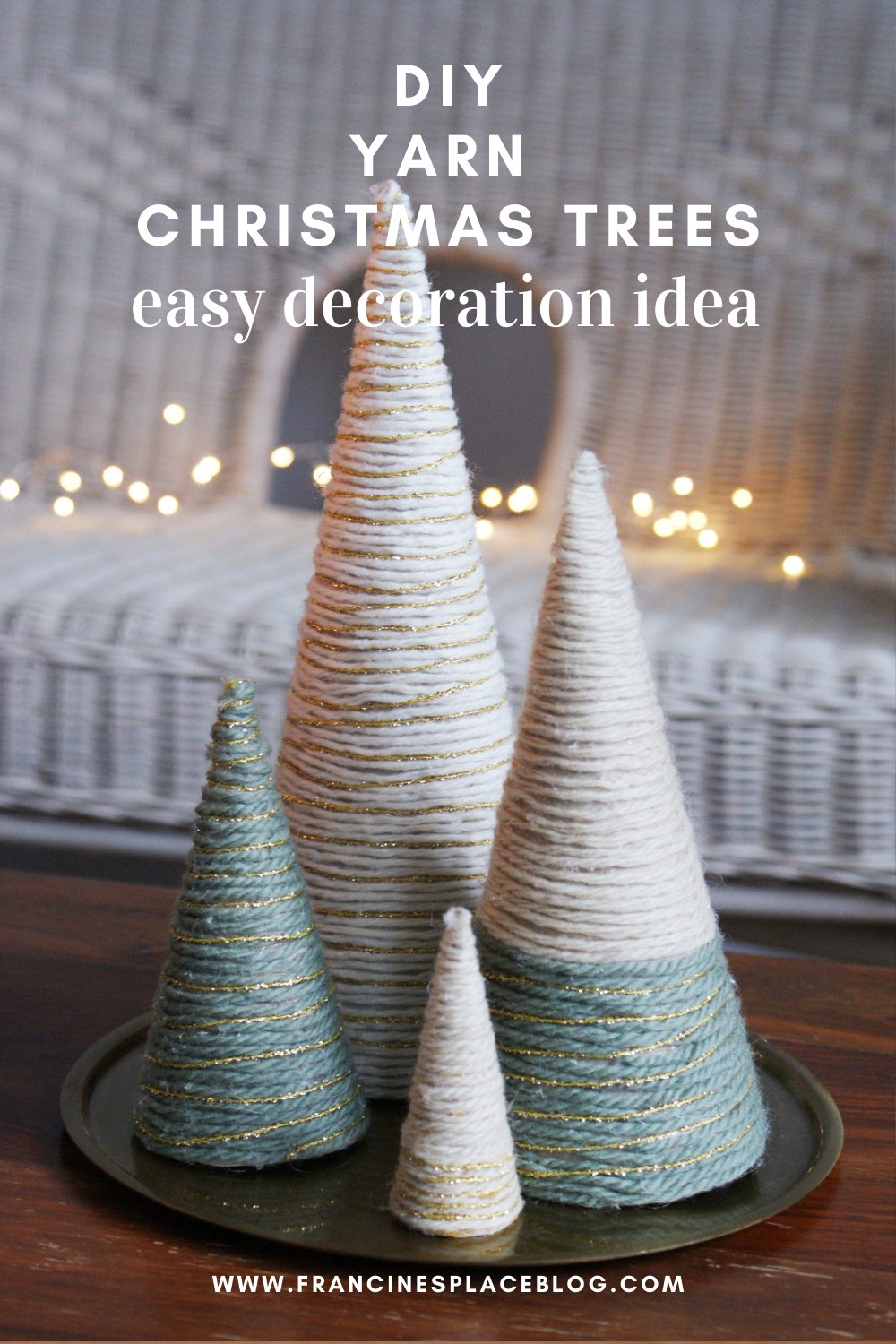 diy yarn christmas tree wool wrapped easy quick simple last minute decoration idea francinesplaceblog pinterest 2