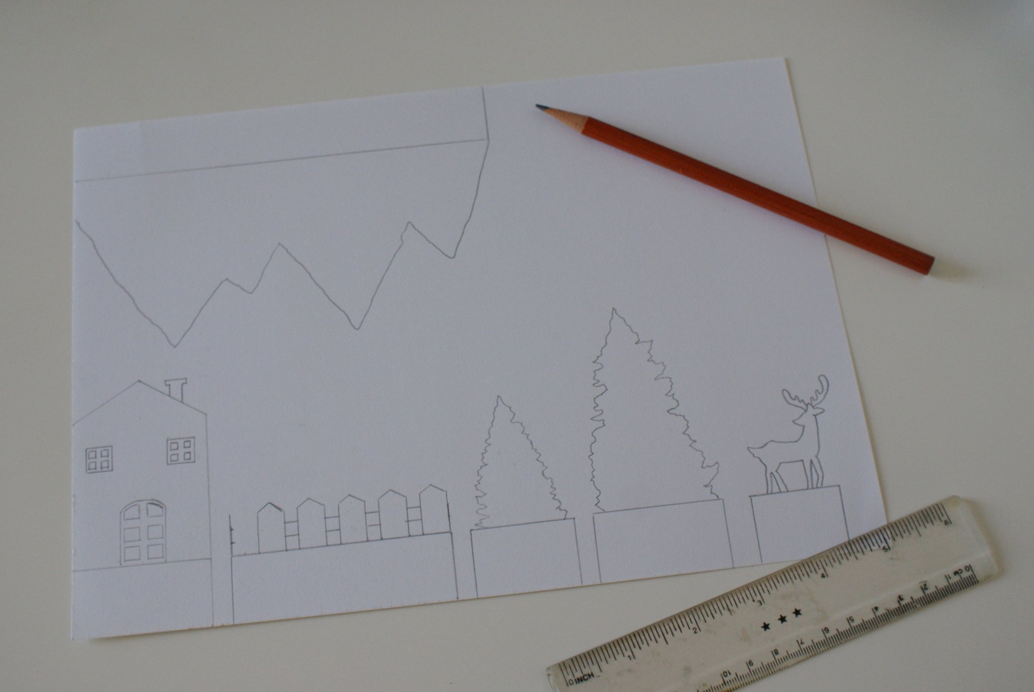 diy paper christmas winter scene landscape village free printable decoration idea villaggio paesaggio natale carta faidate francinesplaceblog 3